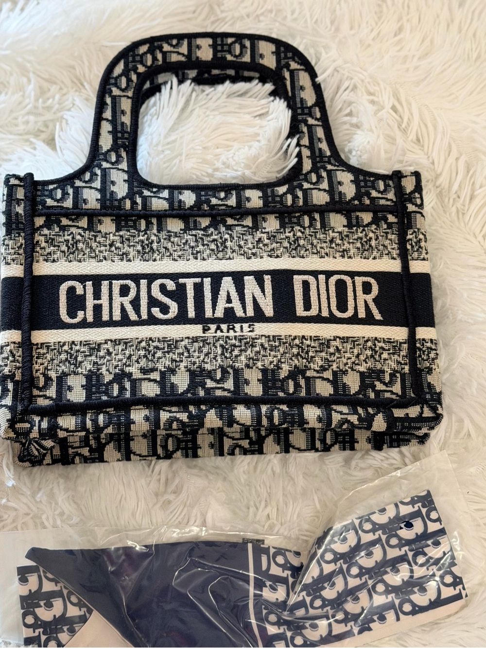 Dior Navy and Cream Christian Dior Canvas Tote